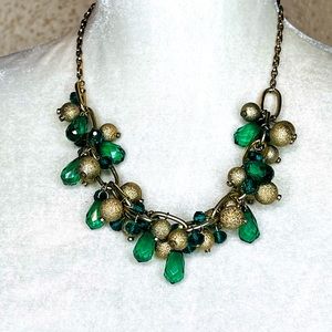 Green & Gold Holiday Statement Necklace